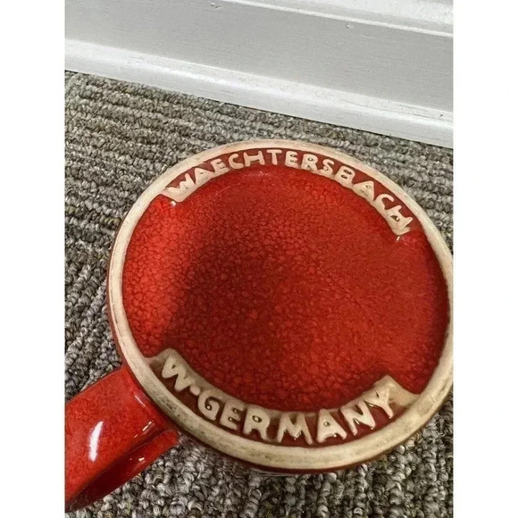 Vintage RARE WAECHTERSBACH West Germany Coffee Tea Mug Chef/Cook Red White EUC - Picture 2 of 13